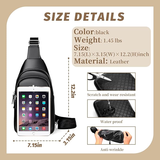 FSD.WG sling Backpack for Men Chest Bag Crossbody Shoulder Bags Travel Bag Purse for Men with Water Resistant