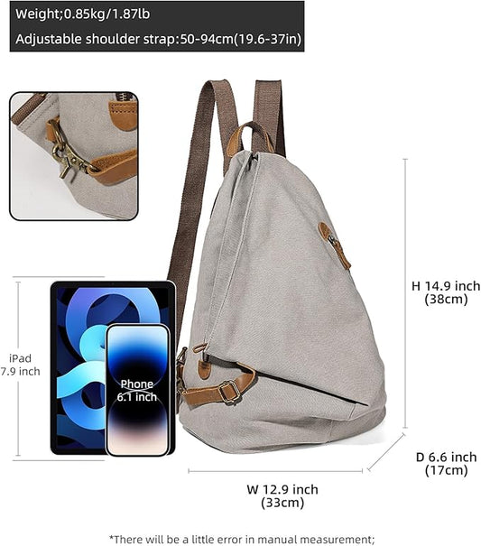 KL928 Canvas Vintage Backpack – Large Casual Daypack Outdoor Travel Rucksack Hiking Backpacks for Men Women