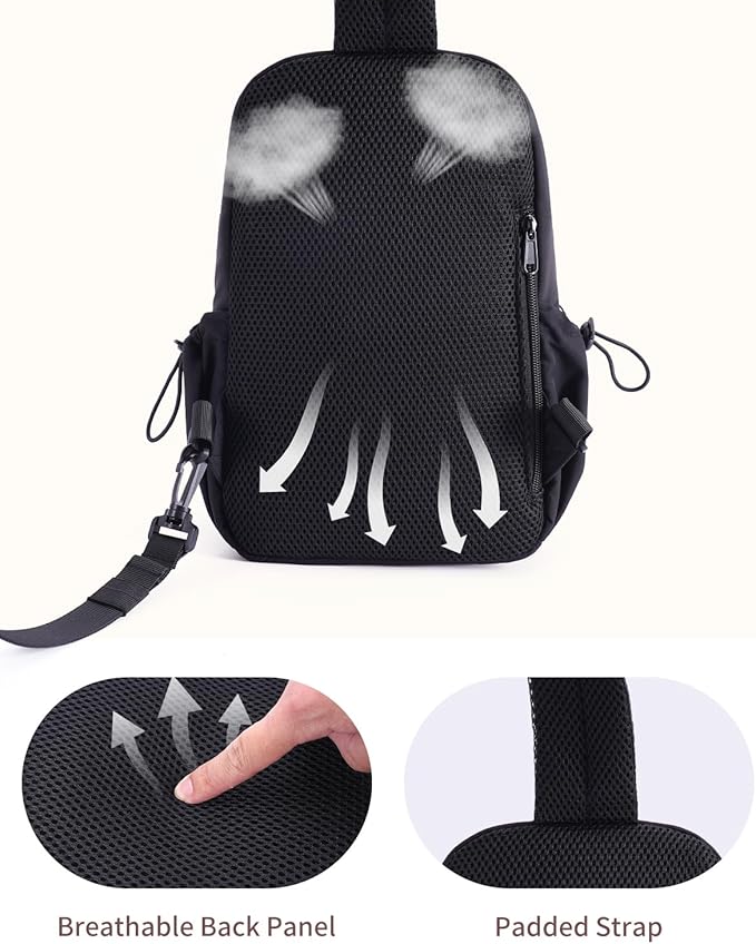 Wandering Nature Sling Bag for Women Lightweight Quilted Crossbody Bag Fits for 11" Tablet with Breathable Back Panel Anti Theft Pocket Padded Strap USB Charge Port, Ideal for Travel, Daily Use