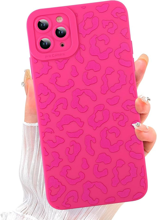 ZIYE for iPhone 11 Pro Max Case Hot Pink Leopard Pattern Phone Case with Camera Protection,Soft TPU Silicone Rubber Protective Cover Cheetah Design Cases Compatible with iPhone 11 Pro Max 6.7 Inch