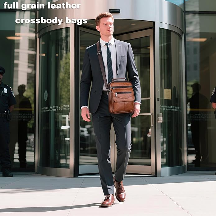 NIUCUNZH Genuine leather man purse mens crossbody sling bag small messenger shoulder Satchel