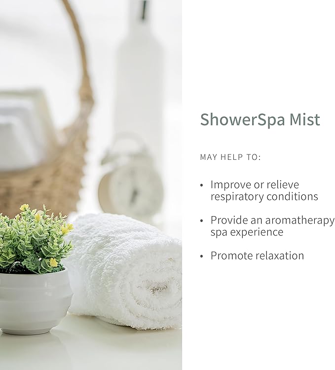 Energizing Lemongrass + Eucalyptus ShowerSpa Mist Spray for Aromatherapy, at Home Spa Experience, Sinus Congestion Relief, and Tension Relief, 4 fl oz.