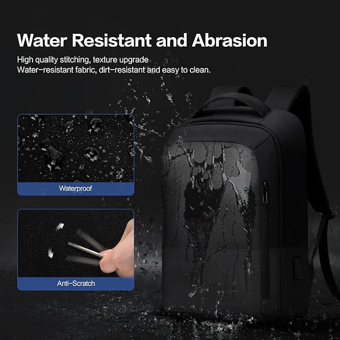 OIWAS Mens Backpack for Work Waterproof Laptop Backpack Computer Backpack with USB Charging Port Lightweight Back Pack Daypack Fit 15.6 Inch Laptop and Notebook, Black
