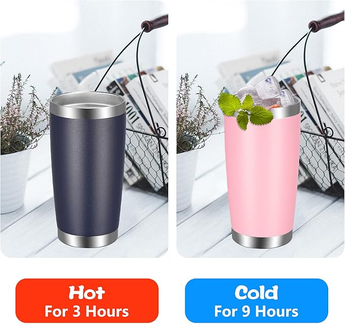 VEGOND 20oz Tumbler with Lid and Straw Stainless Steel Tumbler Cup Bulk Vacuum Insulated Double Wall Travel Coffee Mug Powder Coated Coffee Cup(Pink 12 Pack