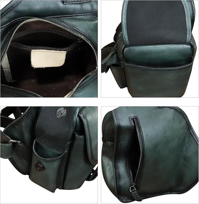 Genuine Leather Sling Bag for Men Women Chest Bags Crossbody Bag Vintage Sling Backpack Purses Hiking Sports Travel (Grey)