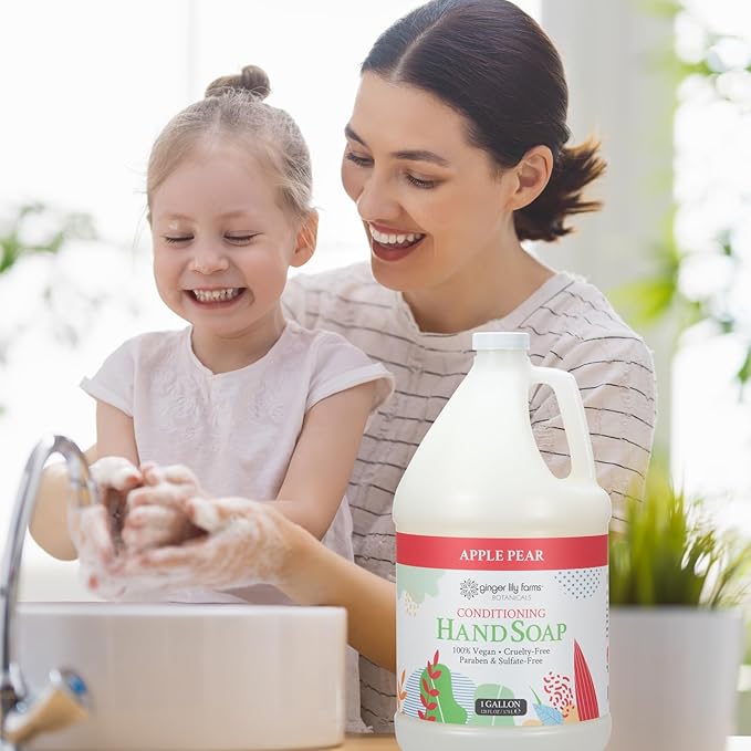 Ginger Lily Farms Botanicals All-Purpose Liquid Hand Soap Refill, 100% Vegan & Cruelty-Free, Apple Pear Scent, 1 Gallon (128 fl. oz.)