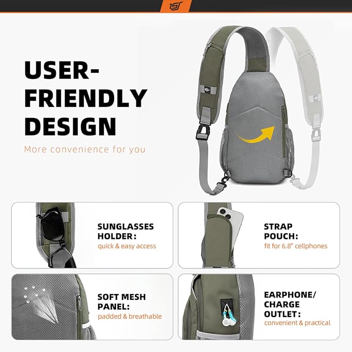 SKYSPER Sling Bag RFID Crossbody Sling Backpack Cross Body Shoulder Bag Travel Hiking Daypack for Women Men