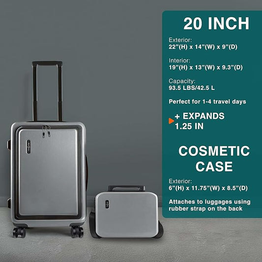 Luggage Sets 3 Piece, 22 Inch Carry on Luggage and 28 Inch Suitcases with Wheels Spinner, Durable Hard Shell Suitcase Set, Expandable Travel Suitcase, Grey