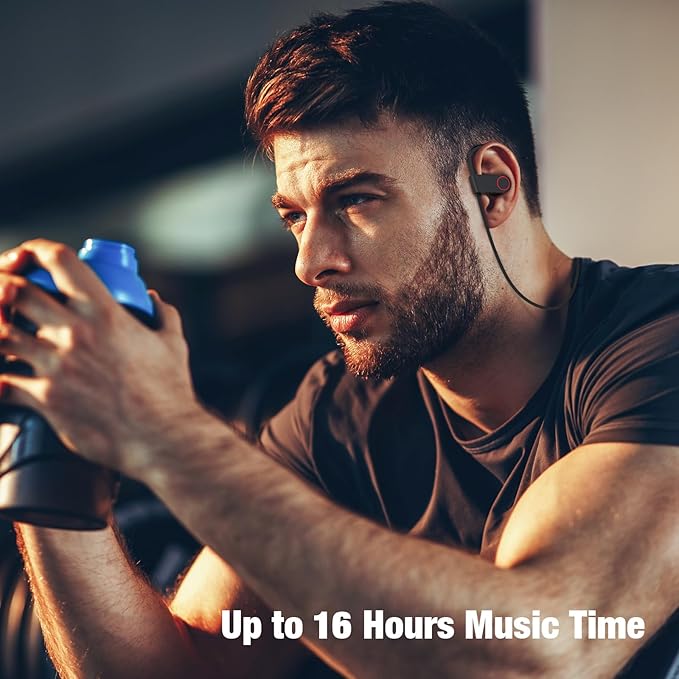 Boean Wireless Sport Headphones with IPX7 Waterproof Bluetooth V5.3, HD Bass+ Sound, 15H Playtime, Sound Isolation