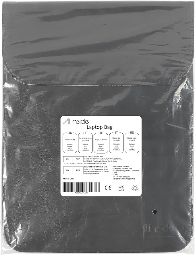 Allinside 11-12 inch Laptop Sleeve Case Compatible with MacBook Air 11 2010-2015/MacBook 12 2015-2017, Waterproof PU Leather Laptop Sleeve Bag Protective Vertical Case Cover, Black