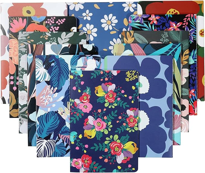 12 Pack Flower Design Dot Grid Notebook Journals Bulk for Traveler, Student and Office, Composition Subject Sketchbook Notebooks with Dotted Grid Paper, 80GSM, 30 Sheets,5.5x 8.3 inch, A5 Size