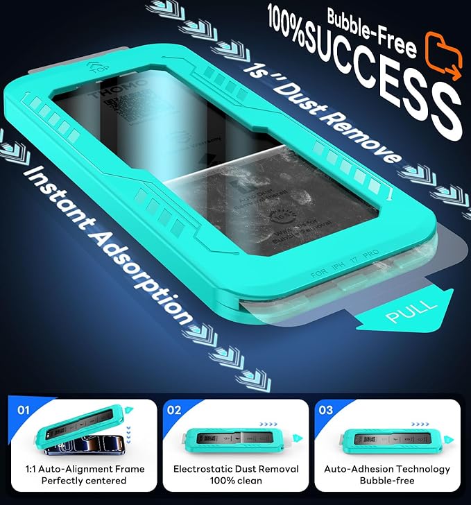 Thomo Privacy Screen Protector for iPhone 17 Pro 2 Pack, [25° Anti Spy] [Top 9H Tempered Glass] [15FT Military Grade Shatterproof] Full Edge Coverage, Bubble Free, Easy Install Case Friendly