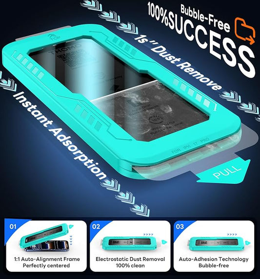 Thomo Privacy Screen Protector for iPhone 17 Pro 2 Pack, [25° Anti Spy] [Top 9H Tempered Glass] [15FT Military Grade Shatterproof] Full Edge Coverage, Bubble Free, Easy Install Case Friendly