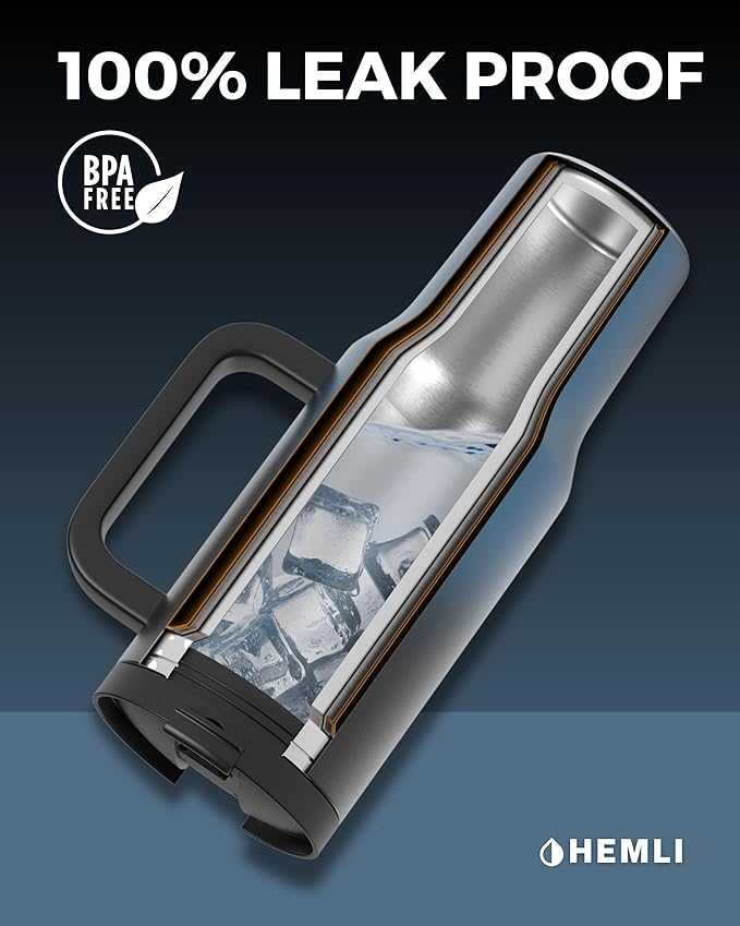 40 Oz Tumbler with Handle and Straw, Insulated Tumbler with Leakproof 2-in-1 Lid and Straw, Reusable and Portable Water and Coffee Stainless Steel Travel Mug, Vacuum Insulated