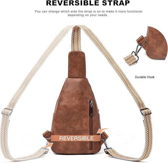 Sling Bag for Women Crossbody Purse Leather Crossbody Bag Fanny Pack Chest Pack for Travel Everyday Vacation