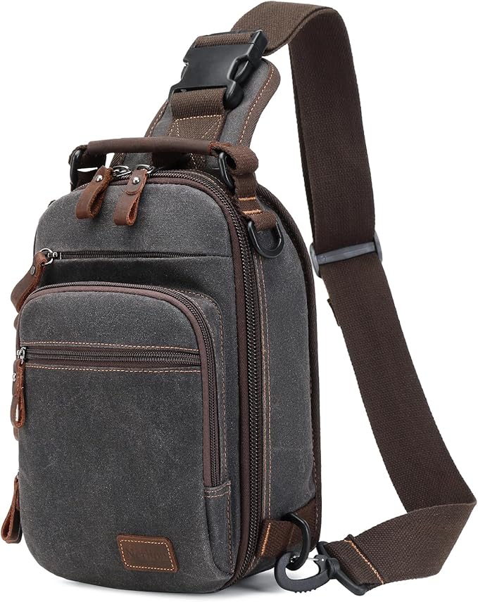 Nerlion Sling Bag for Men Waxed Canvas Crossbody Bag Chest Bag Water Resistant Shoulder Bag Casual Daypack