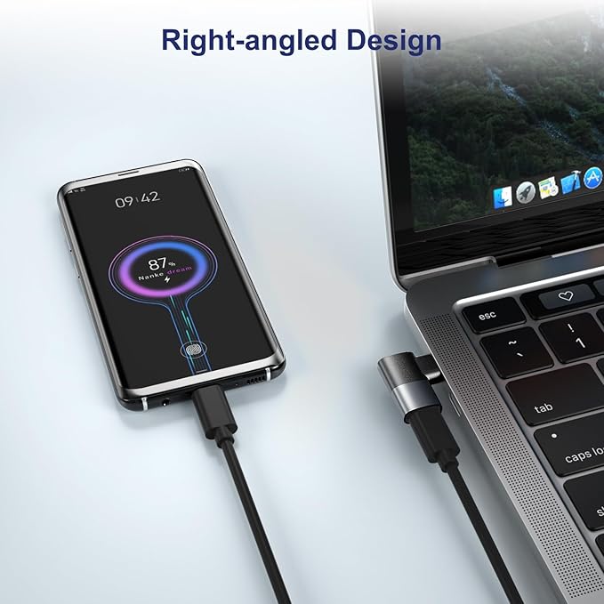 Basesailor 90 Degree USB C Adapter 3Pack,Right Angle USBC Male to Type C Female Extender Connector,USB4 40Gbps 100W Thunderbolt 4 3 Extension Converter for iPhone 17 16 Pro Max,Steam,Switch,MacBook,PC