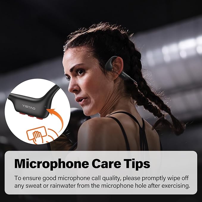 Bone Conduction Headphones, Open Ear Headphones Wireless Earphones, 32GB MP3, 8 Hours Playtime, Bluetooth 5.3, IP68 Waterproof Earphones for Running and Fitness Workout - Red