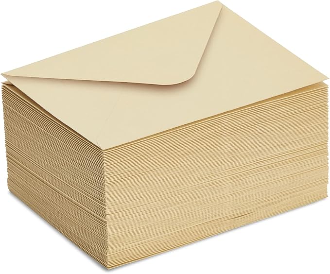 Juvale Vintage Envelopes - A6 (4.7 x 6.5 In), Light Brown, 100 Pack, V-Flap - Blank Envelopes for Invitations & Greeting Cards - Antique A6 Stationery for Thank You Cards & Letters