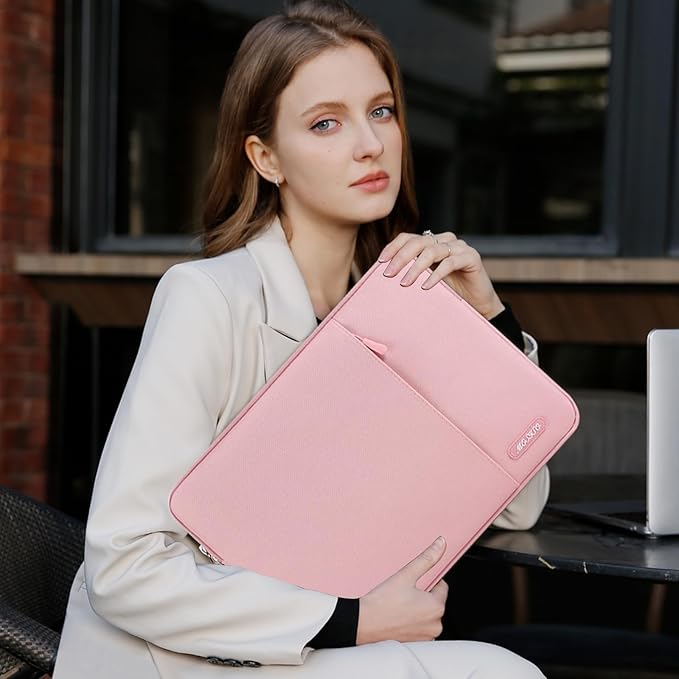 MOSISO Laptop Case 13 inch, 13 inch Laptop Sleeve Compatible with MacBook Air M4 M3 M2 M1 2025-2018 / Pro M2 M1 2025-2016, Polyester Vertical Computer Sleeve Bag with Pocket, Pink