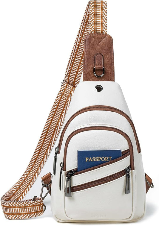 Sling Bag for Women Crossbody Purse Leather Crossbody Bag Fanny Pack Chest Pack for Travel Everyday Vacation