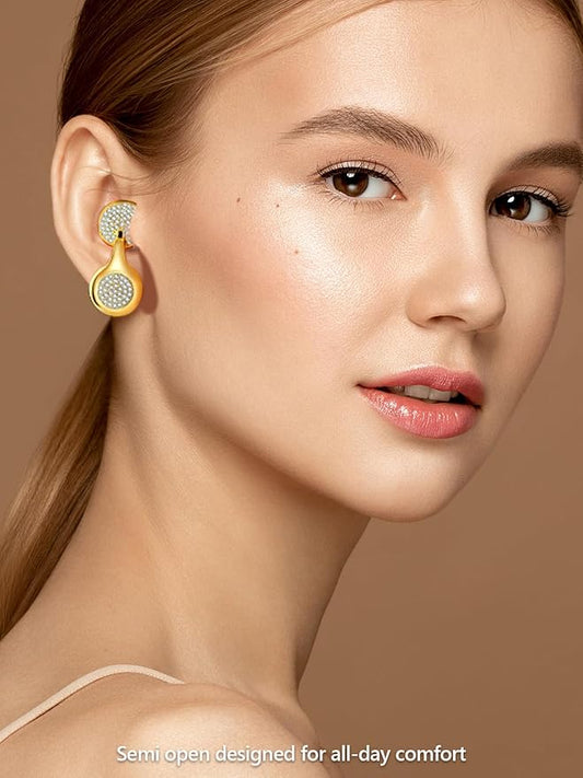 JewelPods H01 Wireless Earbuds, Pretty Bluetooth Headphones for Small Ears, Teardrop Design Metal Earbuds with Premium Sound, AI Clear Call & 72H Play, Unique Gift for Her, Yellow Gold