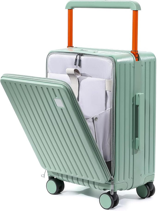 Joyway Hardshell Carry on Luggage with Front Pocket, Lightweight Hardside 20 Inch Suitcase with Spinner Wheels and TSA Lock (Green, Carry on Luggage-20 In)
