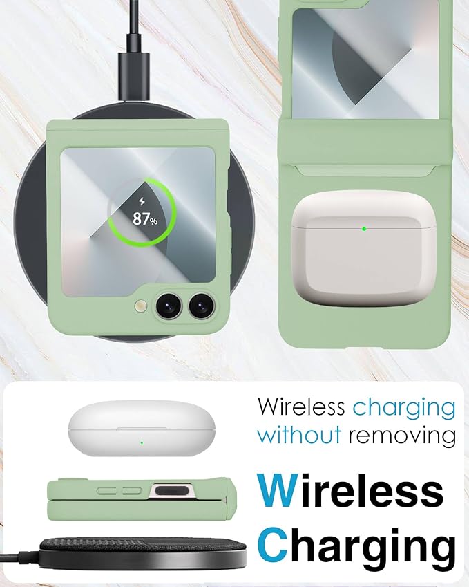 STORMTAL for Samsung Galaxy Z Flip 6 Case/Z Flip 7 FE Case, Hinge Protection, Built-in Screen Protector, Wireless Charging, Slim Rugged Phone Protective Case for Galaxy Z Flip 6 Mint