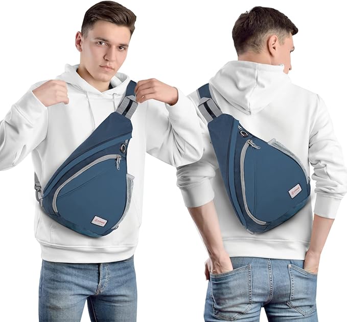 ZOMAKE Sling Bag,Small Crossbody Sling Backpack,Water Resistant Shoulder Daypack for Travel,Anti Thief Chest Bag for Hiking(Navy Blue)