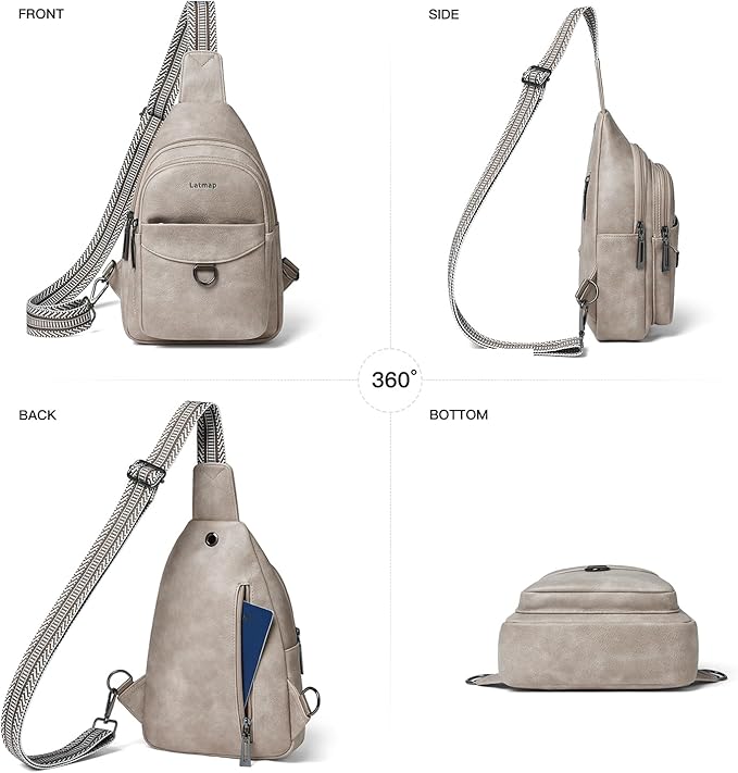 7L Sling Bag for Women Men Crossbody Belt Bag Small Travel Sling Backpack Anti Theft Chest Daypack Purse Faux Leather