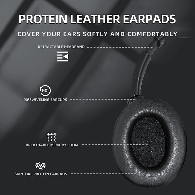 SoundMAGIC P60BT Audiophile Headphone Wireless Bluetooth HiFi Stereo Sound Best Over-Ear Music Headset with Active Noise Cancelling, HD MIC, Touch Sensitive Control, 50 Hours Playing Time, Black