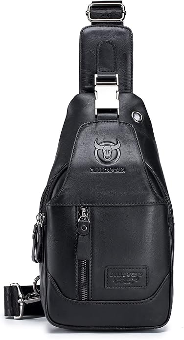 LUKZIJAES Genuine Leather Sling Bag for Men