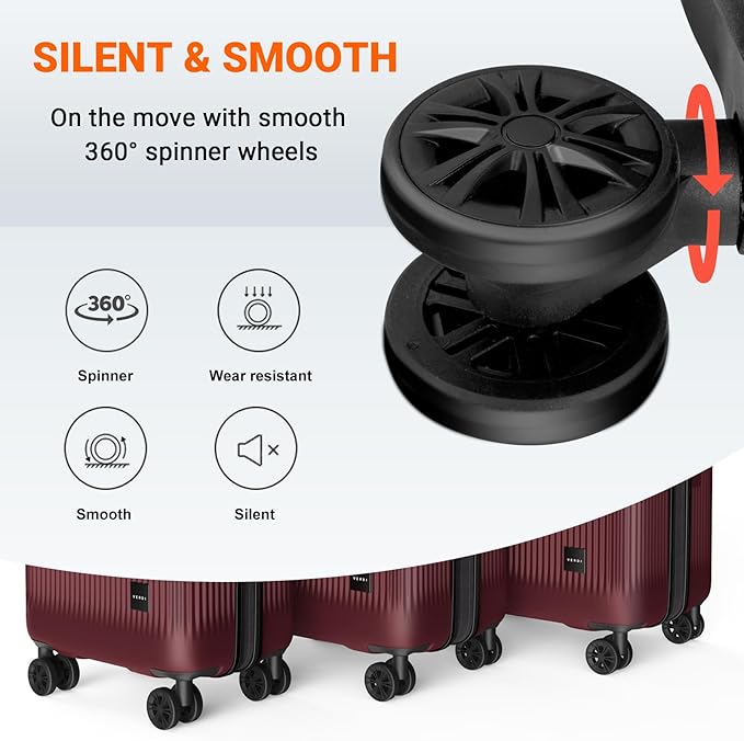 Verdi Hardside Expandable Luggage Set Carry-On/Checked Suitcase with Spinner Wheel