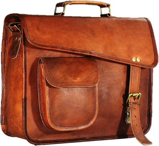 Men's Genuine Leather Small Briefcase Messenger Satchel I pad Tablet Bag 13 inch