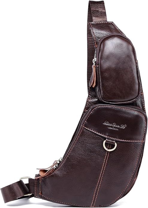 KPYWZER Vintage Leather Sling Bag Backpack for Men Crossbody Shoulder Chest DayPack Backpacks