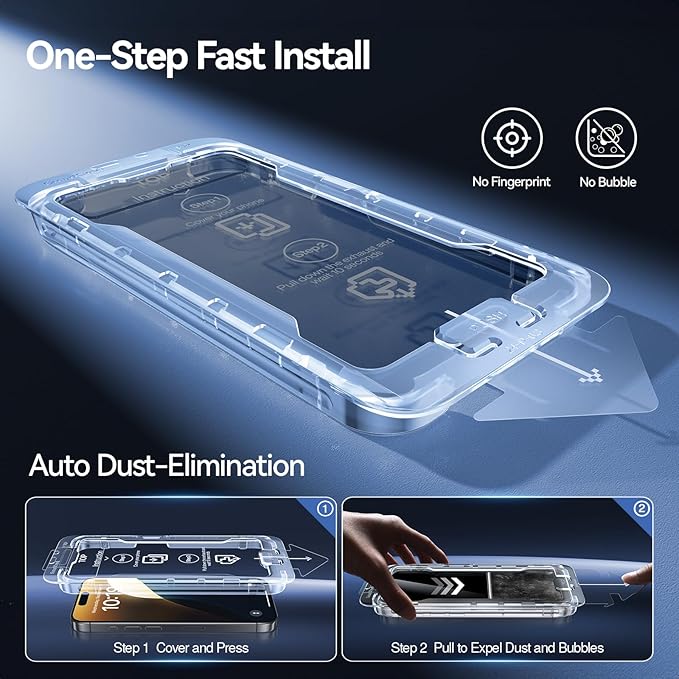 SMARTDEVIL 2PACK for iPhone 16 Privacy Screen Protector Shatterproof Tempered Glass [True 28°Anti Spy] [9H Hardness] [Auto Dust-Elimination Install] [Bubble Free]
