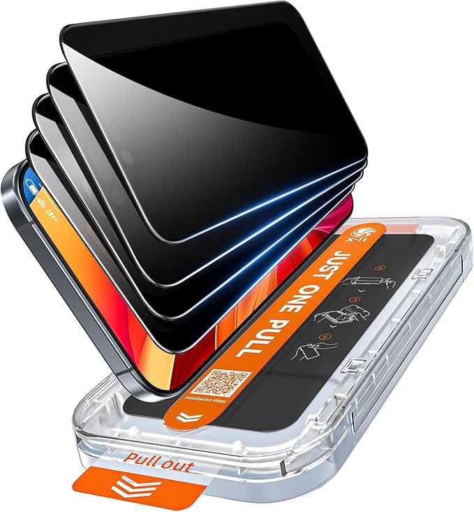 X-it Compatible for iPhone 17 Pro Max Privacy Screen Protector [9H+ Military Grade Shatterproof, 100% Anti-Spy, Scratch & Drop Resistant], Tempered Glass with Full Edge Coverage, Case Friendly, 4 Pack