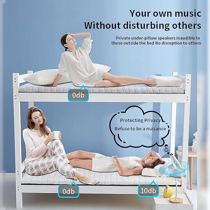 ByteWave Bone Conduction Pillow Speaker, Bluetooth 5.3 Under Pillow Speaker for Sleeping with LED Display, TF Card & Auto-Off, Ultra-Thin Wireless Bed Sound Pad Headphones for Side Sleepers