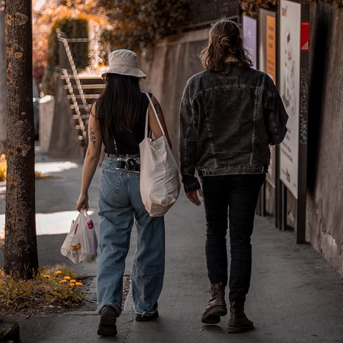 Koolmox Canvas Grocery Bag, 6-Pack 22'' Large Bags with Reinforced Handles, 12 Oz Heavy Duty Reusable Washable Grocery Shopping Bags Plain Totes for Teacher Paint Embroidery Draw DIY Art Craft Totes