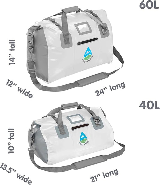 Skog Å Kust Duffelsak Heavy Duty Waterproof Duffel - Gear Bag for Sports, Travel, & More - 40L White