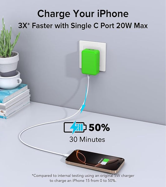 Flat USB C Charger Block, 2-Pack 40W USB C Fast Charging Block 4-Port Dual PD+QC Power Adapter Double Charger Block Multiport Type C Cube Multiple Wall Plug for iPhone16 15 14 13 12 11 Pro Max(Green)