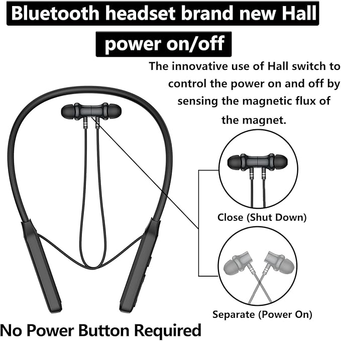 Neck Headphones Wireless Bluetooth，V5.2 with Microphone Neckband Bluetooth Headphones，35 Hours of Playtime in-Ear Neckband Earbuds no Power Button IPX7 Sweat-Resistant deep bass (Y8H)