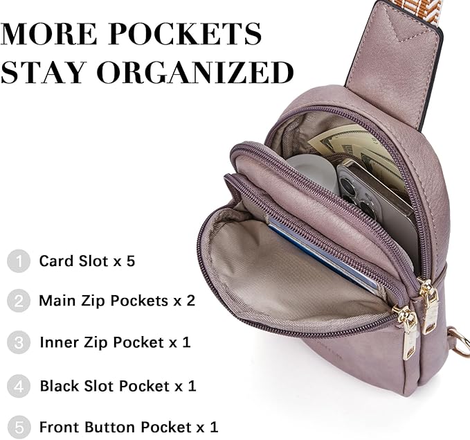 BOSTANTEN Small Sling Bag Crossbody Bags for Women Trendy Crossbody Purse Leather Chest Bag