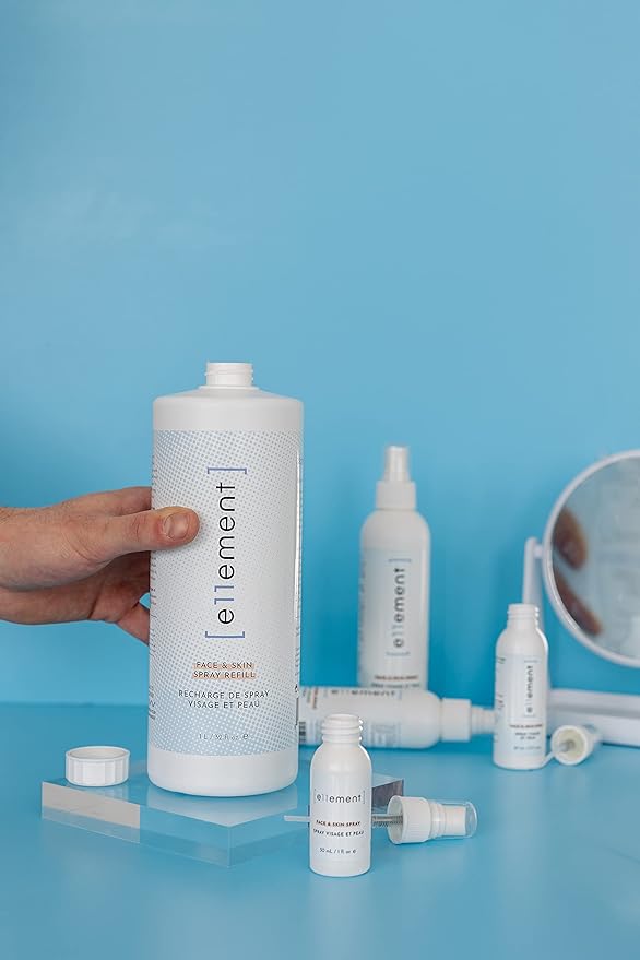 Hypochlorous Acid Spray - 1 L Refill – Acne Prone Skin – Eczema - Tattoo Aftercare – Piercing Aftercare – Saline Toner – Facial Cleanser – Lash Cleanser - All Natural Face and Skin Spray - e11ement