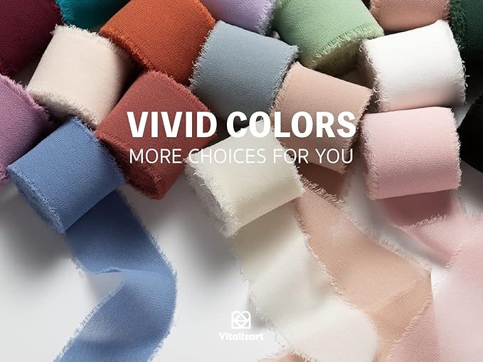 Vitalizart Fall Handmade Chiffon Silk Ribbon Fringe 1.5" x 21 Yd Terracotta Frayed Edges Ribbons for Wedding Invitations Bridal Bouquets Gifts Wrapping Crafts Holiday Party Decorations