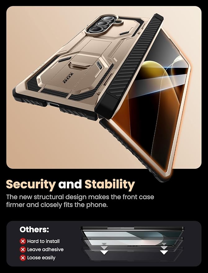 i-Blason Armorbox for Samsung Galaxy Z Fold 7 Case with Stand [Tempered Glass Screen Protector] [Hinge Protection] Full-Body Heavy Duty Rugged Shockproof Protective Case for Z Fold 7 (Desert)