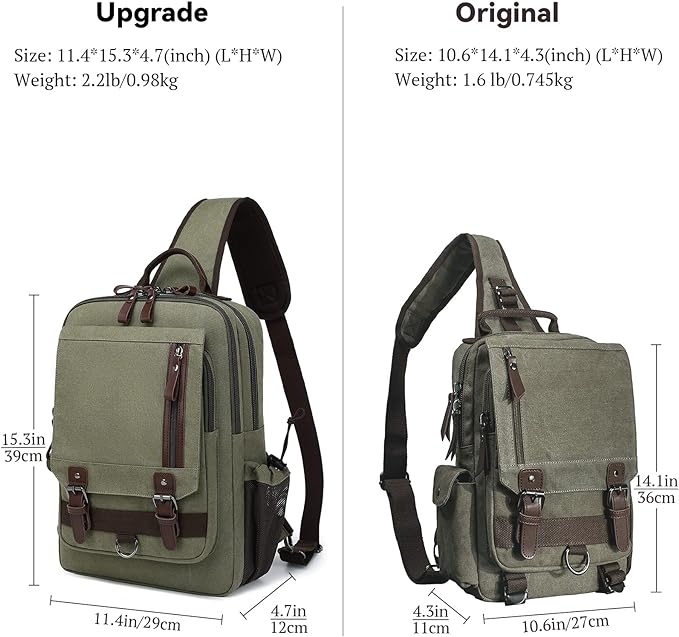 mygreen Canvas Cross Body Messenger Bag Shoulder Sling Backpack Travel Rucksack