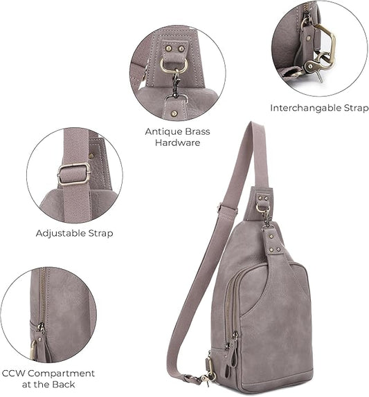 JESSIE & JAMES Brooke Unisex Concealed Carry Sling Bag Crossbody Backpack Purse