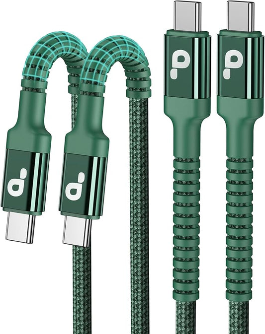 USB C Cable 6FT, 2Pack USBC to USBC Fast Charging Cable, iPhone 16 15 Charger Cable Long Type C Cord Nylon Braided Compatible with iPhone 17/16/15/Pro Max/Plus/Samsung Galaxy S23/LG/Switch-Green