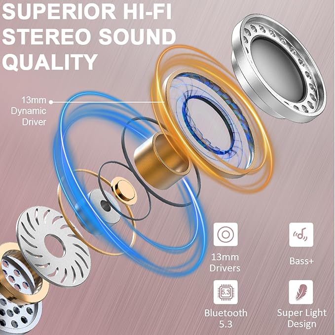 Language Translator Earbuds Real Time, AI Translation Earbuds Real Time with 164 Languages & 5 Modes, 3-in-1 Bluetooth 5.4 Translator Device, 42H Translatior Headphones Business, Learning, Rose Gold